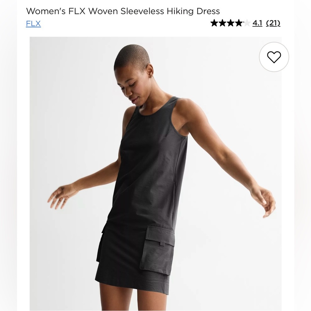 New Flx Sleeveless Tank Top Hiking Dress w/ Pockets Black Sz. XS Lightweight